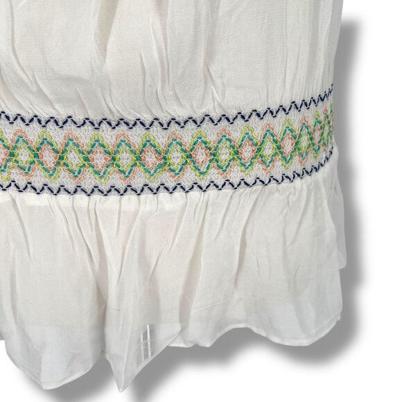 Angie Sheer Sleeveless Top Embroidered Waistband White Size Medium NWT - Picture 4 of 11